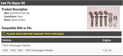 قطع غيار السيارات من Marketplace - طقم إصلاح دبوس الرابط - (كلا الجانبين) - متوافق مع 1959-1965 Volkswagen Beetle 1.2L H4 in Kuwait