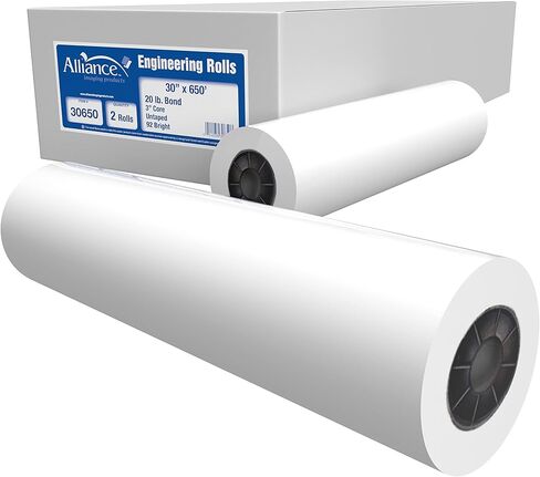 Alliance Wide Format Paper 30" x 650’ Rolls Bond Engineering 92 Bright 20lb - 2 Rolls Per Carton with 3" Core in Kuwait