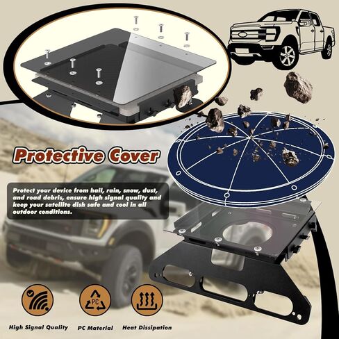 حامل كابينة TOPOWN بدون حفر لـ Starlink Mini لـ Ford F150 (2015+) مع غطاء، حامل شاحنة لـ Starlink Mini لـ F250-F550 (2017+)، أقدام دعم لجسم الألومنيوم (براءة الاختراع الأمريكية 30/008,384) in Kuwait