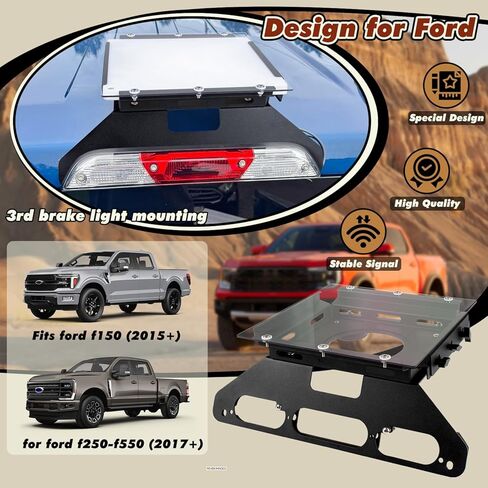 حامل كابينة TOPOWN بدون حفر لـ Starlink Mini لـ Ford F150 (2015+) مع غطاء، حامل شاحنة لـ Starlink Mini لـ F250-F550 (2017+)، أقدام دعم لجسم الألومنيوم (براءة الاختراع الأمريكية 30/008,384) in Kuwait