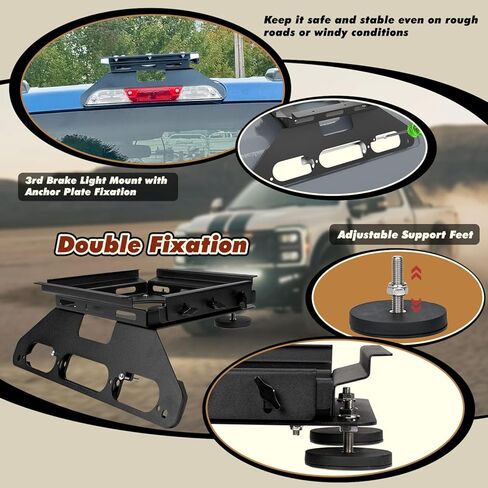 حامل كابينة TOPOWN بدون حفر لـ Starlink Mini لـ Ford F150 (2015+) مع غطاء، حامل شاحنة لـ Starlink Mini لـ F250-F550 (2017+)، أقدام دعم لجسم الألومنيوم (براءة الاختراع الأمريكية 30/008,384) in Kuwait