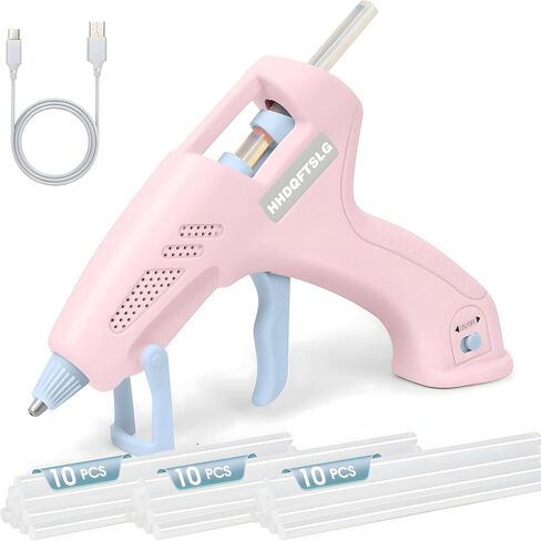 Cordless Hot Glue Gun, Fast Preheating with 2600mAh Type-C Rechargeable Hot Melt Glue Gun, 30 Premium Glue Sticks, Mini Glue Gun Ideal for Crafts, DIY Gift, Repairs(20w) in Saudi Arabia
