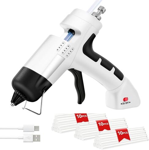 Cordless Hot Glue Gun, Fast Preheating with 2600mAh Type-C Rechargeable Hot Melt Glue Gun, 30 Premium Glue Sticks, Mini Glue Gun Ideal for Crafts, DIY Gift, Repairs(20w) in Saudi Arabia