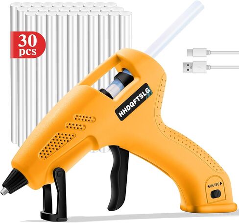 Cordless Hot Glue Gun, Fast Preheating with 2600mAh Type-C Rechargeable Hot Melt Glue Gun, 30 Premium Glue Sticks, Mini Glue Gun Ideal for Crafts, DIY Gift, Repairs(20w) in Saudi Arabia
