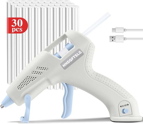 Cordless Hot Glue Gun, Fast Preheating with 2600mAh Type-C Rechargeable Hot Melt Glue Gun, 30 Premium Glue Sticks, Mini Glue Gun Ideal for Crafts, DIY Gift, Repairs(20w) in Saudi Arabia