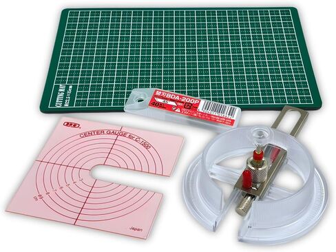 مجموعة قاطعة دوائر NT Cutter iC-1500P (قاطعة بوصلة) مع مقياس مركزي، قاطعة ورق دائرية قابلة للتعديل للحرف اليدوية، الشفرات (BDA-200P) + حصيرة قطع، صنع في اليابان in Kuwait