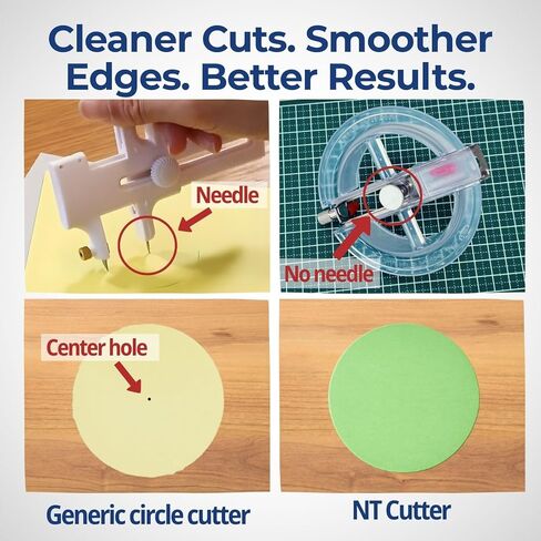 مجموعة قاطعة دوائر NT Cutter iC-1500P (قاطعة بوصلة) مع مقياس مركزي، قاطعة ورق دائرية قابلة للتعديل للحرف اليدوية، الشفرات (BDA-200P) + حصيرة قطع، صنع في اليابان in Kuwait