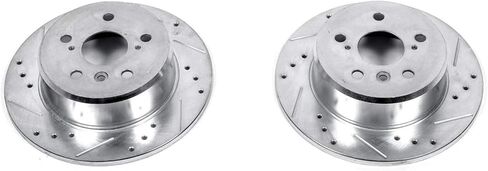 دوارات الفرامل الخلفية PowerStop Evolution لسيارة Lexus ES300 1992-96 |RX300 1999-03 |Toyota Camry 1992-96 |Highlander 2001-03 - ترقية دوارات قرص الأداء المحفورة والمشقوقة، JBR713XPR in Kuwait