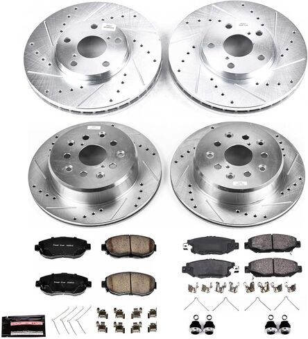 PowerStop Front and Rear Brake Kit for Lexus GS300 1993-97 - Drilled and Slotted Disc Rotors with Carbon-Fiber Ceramic Brake Pads Replacement, K1078 in Kuwait