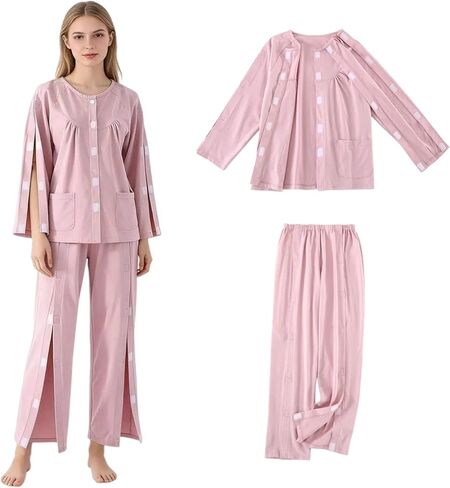 Bedridden Patient Clothing,One-Piece Pure Cotton Nursing Clothing for All Seasons,Suitable for Postoperative Patients,Bedridden Patients,Home Clothes,Grey in Saudi Arabia
