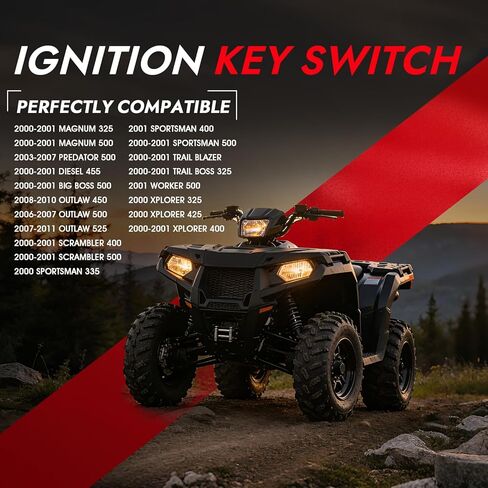 4 Pin Ignition Key Switch Compatible with Polaris Sportsman 700 600 500 400 335 Magnum 325 Ranger 425 Xpedition 425 325 Trail Boss 330 Trailblazer 250 Xplorer Scrambler # 4110264 4012163 in Kuwait