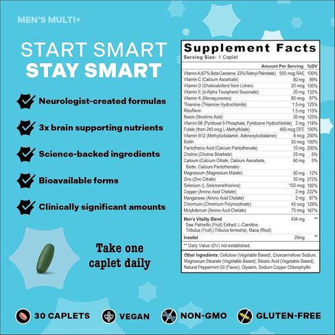 Best Nest Wellness Daily Bird Men's Multivitamin with Probiotics, Methylfolate, B12, Natural Whole Food Organic Blend, Once Daily Multivitamin Supplement, Includes Bonus Smart Brain Guide, 30 Ct in Saudi Arabia