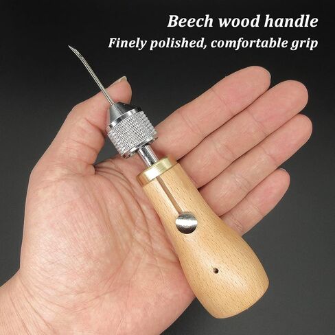 Sewing Awl Kit - Speedy Stitcher Leather Sewing Kit with Hand Stitcher,2PCS Needles,Waxed Thread,Screwdriver for Leather Canvas Oxford Thick Fabric, Shoes, Bags,Tarp Stitching Material in Kuwait