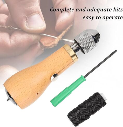 Sewing Awl Kit - Speedy Stitcher Leather Sewing Kit with Hand Stitcher,2PCS Needles,Waxed Thread,Screwdriver for Leather Canvas Oxford Thick Fabric, Shoes, Bags,Tarp Stitching Material in Kuwait