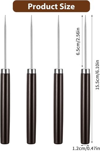 4 Pcs Leather Sewing Awl Tool, Scratch Awl Tool with Wooden Handle for Punching, Stitching & Marking, Heavy Duty Leather Awls for Shoe Repair & DIY Craft in Kuwait