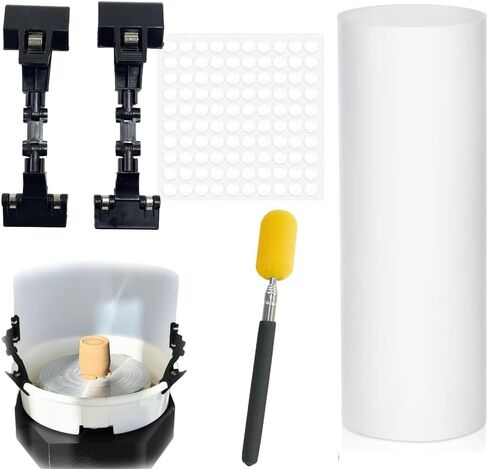 Zheeyee Clay Screen for Pottery Tool 34x9 Inch Ceramic Splash Protection Shield with Self Adhesive Dots Plastic Board and Telescopic Sponge Stick, Anti-Splash Embryos Shield for Pottery Wheel Machine in Kuwait