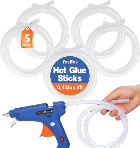 5 Rolls Hot Glue Sticks, Full Size 3 FT Long x 0.43" Diameter Glue Sticks for Glue Gun, Widely Used in Wood, Metal, Glass, Plastic, and More in Kuwait