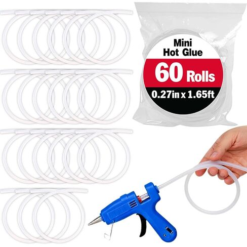 20 Pack Mini Hot Glue Stick Rolls, Each 1.65 FT Long x 0.27" Diameter Glue Sticks for Glue Gun, Perfect Fit for Mini Glue Guns, Widely Used in Wood, Metal, Glass, Plastic, Floral, Fabric, and More in Kuwait