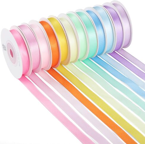 woric 120 Yards Rainbow Ribbon 12 Colors 3/8" x 10 Yards/Roll, Colorful Satin Spring Ribbon for Craft Projects Hair Bows Gift Wrapping Wedding Baby Shower Party Holiday Decor in Kuwait