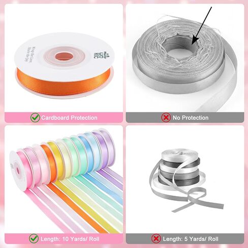 woric 120 Yards Rainbow Ribbon 12 Colors 3/8" x 10 Yards/Roll, Colorful Satin Spring Ribbon for Craft Projects Hair Bows Gift Wrapping Wedding Baby Shower Party Holiday Decor in Kuwait
