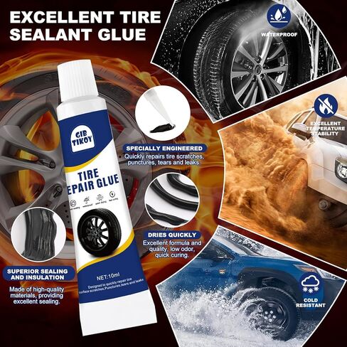 42PCS Tire Repair Rubber Nails Screws Kit with 2 Tubes Black Tire Sealant Glue & Screwdriver, 3 Sizes Universal Screw-in Tire Repair Plugs, Puncture Fix Tools for Car Motorcycle Truck ATV RV Tractor in Kuwait