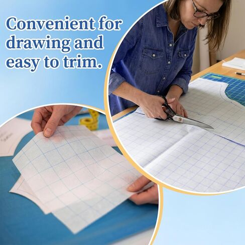 Fanfanwin 47 Inch x 10 Yard Non Woven Precut Pattern Drafting Paper with 1 Inch Grid Tracing Paper for Sewing, Copying, Alteration, Design, and Embroidery in Kuwait