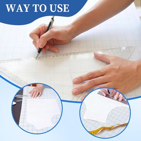 Fanfanwin 47 Inch x 10 Yard Non Woven Precut Pattern Drafting Paper with 1 Inch Grid Tracing Paper for Sewing, Copying, Alteration, Design, and Embroidery in Kuwait