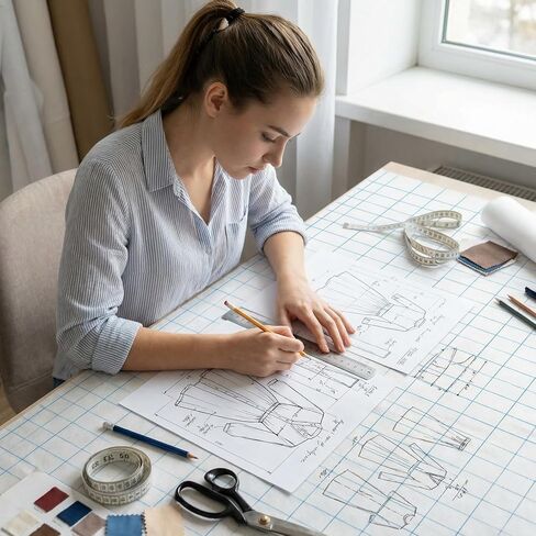 Fanfanwin 47 Inch x 10 Yard Non Woven Precut Pattern Drafting Paper with 1 Inch Grid Tracing Paper for Sewing, Copying, Alteration, Design, and Embroidery in Kuwait