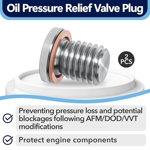 2Pcs Oil Pressure Relief Valve Plug Compatible with LS 2007-2013 Gen IV Engines LS3 L99 L96 L92 LMG LC9 L76 LH6, Oil Bypass Delete Plug Compatible with LS with Crush Washer in Kuwait