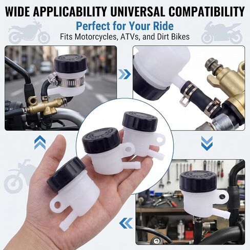 2 PCS Motorcycle Brake Oil Reservoir, Rear Brake Master Cylinder Oil Cup, Anti-leakage Clutch Tank Reservoir, Universal for Motorcycle Dirt Bike ATV Quad (White & Black) in Saudi Arabia