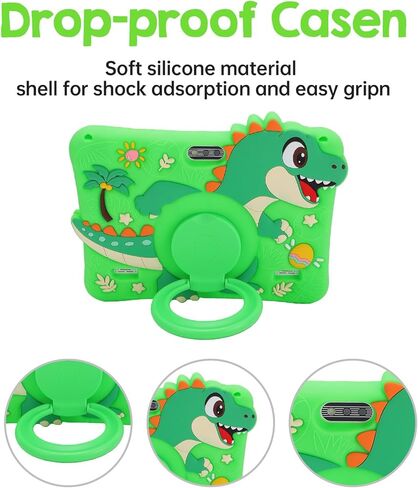 Sanpyl Kid Tablet Children Tablet 8 Inch HD Screen 2GB 16GB Dual Cameras Adjustable Rotating Stand Shockproof Case Stylus OTG Adapter for 8.1 (Green) in Kuwait