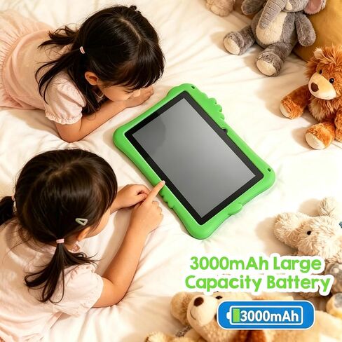 Sanpyl Kid Tablet Children Tablet 8 Inch HD Screen 2GB 16GB Dual Cameras Adjustable Rotating Stand Shockproof Case Stylus OTG Adapter for 8.1 (Green) in Kuwait