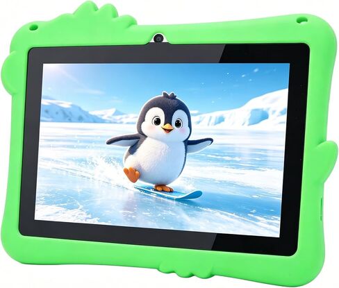 Sanpyl Kid Tablet Children Tablet 8 Inch HD Screen 2GB 16GB Dual Cameras Adjustable Rotating Stand Shockproof Case Stylus OTG Adapter for 8.1 (Green) in Kuwait