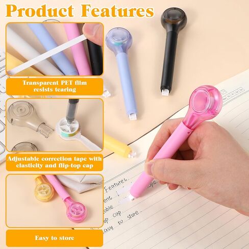 6 Pcs Correction Tape Pen Push-pull Protective Cover Comfortable Pen Shape Instant Applicator(Correct Tape Core Size 1/5 X 236 Inch) in Kuwait