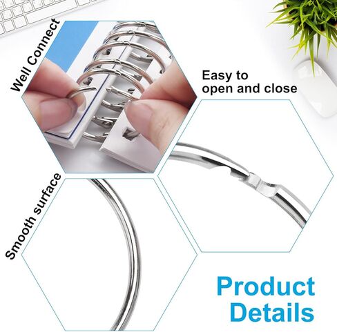 50 Pcs Binder Rings 3 Sizes 1in 1.5in 2in Book Rings for Index Cards Keychains, Metal Binder Rings for School, Home, or Office, Silver Cbfoeyk in Kuwait