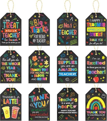 Ceiba Tree 60Pcs Thank You Teachers Tags with String Chalkboard Teacher Appreciation Gift Hanging Tags for Teacher Appreciation Week End of the Year School Gift Wrapping Supplies in Kuwait