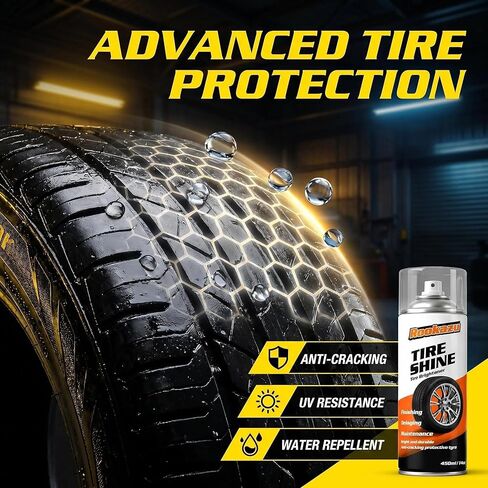 Tire Cleaner and Shine Kit- 14 oz Bottles, All-in-One Tire Care Set with Tire Cleaning Spray and High Gloss Tire Coating, Deep Cleaning, Wet Shine and Long-Lasting Protection for Cars, Trucks, SUVs in Kuwait