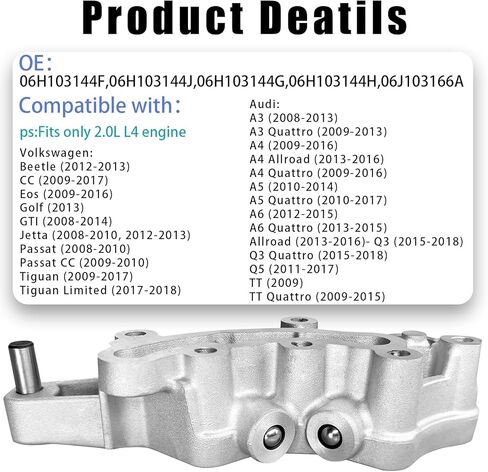 عمود الحدبات جسر قوس كام تحمل جبل 06H103144F متوافق مع Audi A3/A4/A5/A6/Q3/Q5/TT & Volkswagen Jetta/Passat/Tiguan/Golf 2.0L يستبدل 06H103144J/06H103144G/06H103144H/06J103166A in Kuwait
