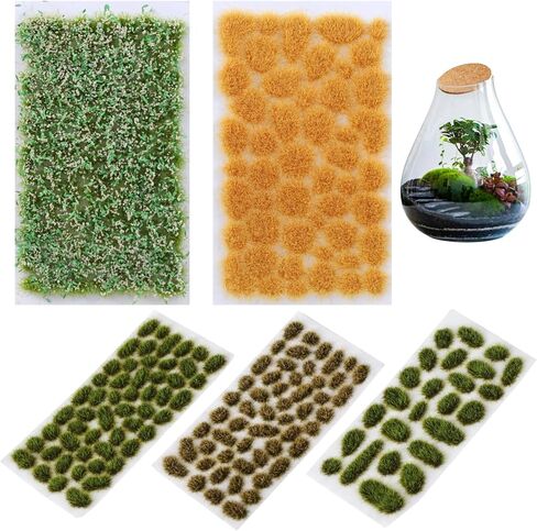 OMISTAR 265 PCS Static Grass Tuft, Model Grass for Diorama, DIY Miniature Fake Grass, Green Yellow Mixed Grass for Railway Layout, Landscape Terrarium Bottle, Flower Pot in Kuwait