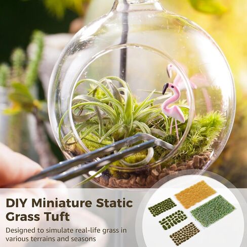 OMISTAR 265 PCS Static Grass Tuft, Model Grass for Diorama, DIY Miniature Fake Grass, Green Yellow Mixed Grass for Railway Layout, Landscape Terrarium Bottle, Flower Pot in Kuwait