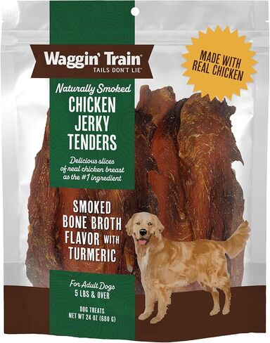 Waggin' Train Smoked Chicken Jerky Tenders with Turmeric and Bone Broth for Dogs - 24 oz. Pouch - Grain Free, High Protein, Limited Ingredient Dog Treat in Saudi Arabia