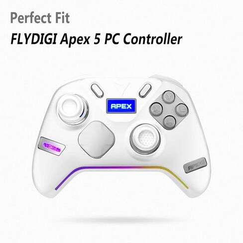 Geiomoo Soft Silicone Protective Cover for FLYDIGI Apex 5 PC Controller Case, Scratch Flexible Resistant (White) in Kuwait