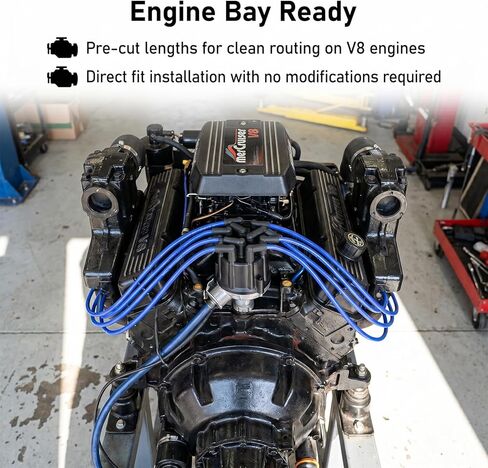 طقم ضبط الإشعال عالي الأداء، بديل لـ Mercruiser V8 5.0 5.7 Thunderbolt، مجموعة أسلاك توصيل الإشعال الزرقاء تحل محل 84-816608Q61 و805759Q3 in Kuwait