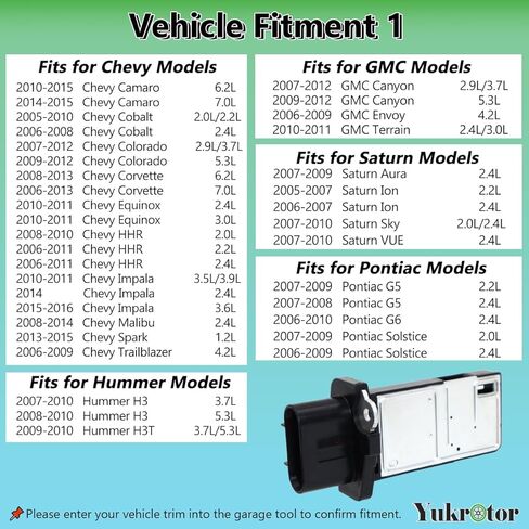 Mass Air Flow Sensor 15865791 MAF Sensor Compatible with 2005-2019 Chevy Camaro Cobalt Colorado Corvette HHR Spark GMC Canyon Envoy Buick Lacrosse Regal Cadillac ATS CTS STS Pontiac Saturn in Kuwait