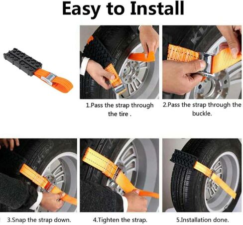 Snow Chains Rubble Straps Mud Sand Trouble Tyre Traction Block Rescue Tool Off Road 4x4 Car Accessories Compatible With in Kuwait