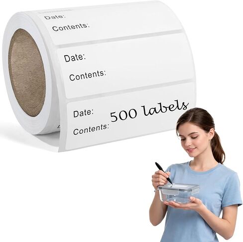 500 قطعة من ملصقات الطعام، ملصقات فريزر قابلة للإزالة مقاس 1 × 3 بوصة، مقاومة للماء والزيت، لا تترك بقايا، سهلة التقشير، ملصقات تخزين الطعام لأكياس الفريزر والبرطمانات والحاويات ولإعداد الوجبات، مثالية للمطبخ in Kuwait