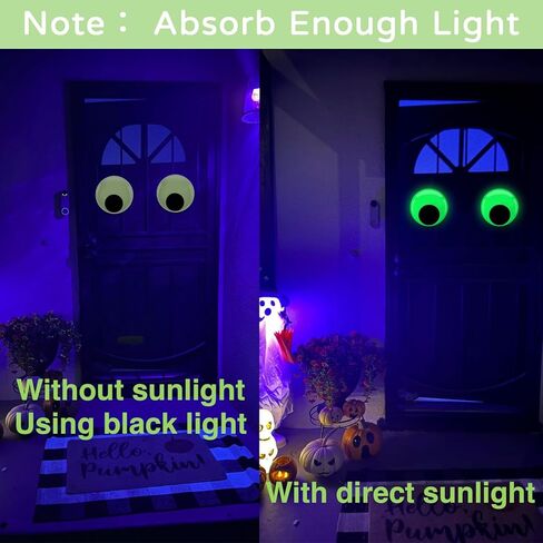 CCINEE 4 Pack Glow in The Dark Giant Googly Eyes, 6 Inches Large Luminous Wiggle Eyes for Halloween Outdoor Bushes Tree Crafts Decoration Self Adhesive Round Glowing Eyes for DIY Craft in Kuwait