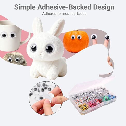 1500pcs Googly Wiggle Eyes Self Adhesive, Multi Colors and Sizes for DIY Craft Sticker Eyes by LIAOKAITOU in Kuwait