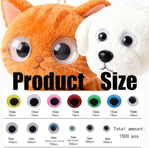 1500pcs Googly Wiggle Eyes Self Adhesive, Multi Colors and Sizes for DIY Craft Sticker Eyes by LIAOKAITOU in Kuwait