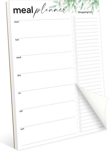 Weekly Meal Planner For Fridge with Tear Off Shopping List, Size 8" x 11.5", Magnetic Shopping List Pad For Fridge, Meal Planning Notepad, Weekly Meal Planner Notepad, Greenery Design. in Kuwait
